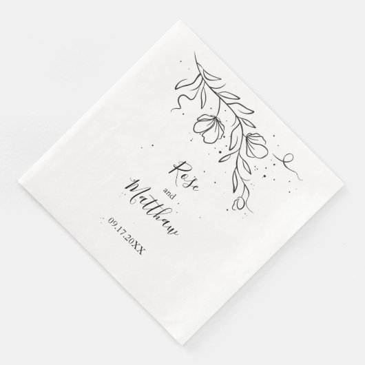 Stijlvolle bloeitak en druppels inktpapier servet (Hoek)