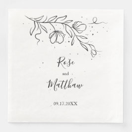 Stijlvolle bloeitak en druppels inktpapier servet