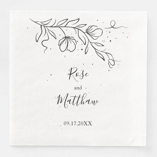 Stijlvolle bloeitak en druppels inktpapier servet (Voorkant)