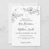 Stijlvolle bloeitak en druppels inktweddenschap kaart (Voorkant)