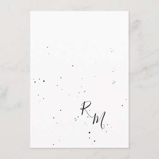 Stijlvolle bloeitak en inktdruppels informatiekaartje (Achterkant)