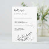 Stijlvolle bloeitak en inktdruppels RSVP kaartje (Staand voorkant)