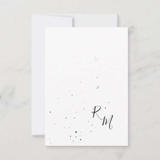 Stijlvolle bloeitak en inktdruppels RSVP kaartje (Achterkant)