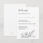 Stijlvolle bloeitak en inktdruppels RSVP kaartje (Voorkant / Achterkant)