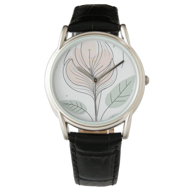 Stijlvolle bloem delicaat en elegant horloge (Voorkant)