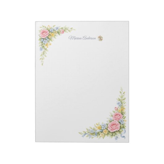 Stijlvolle bloem Fleur de Lys Persoonlijke naam Notitieblok (Linkerzijde)