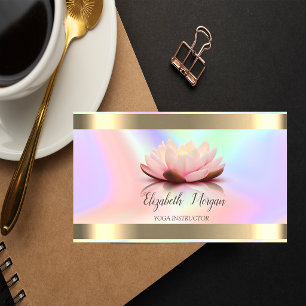 Stijlvolle Bloem Gouden Streep Holografische Yoga  Visitekaartje