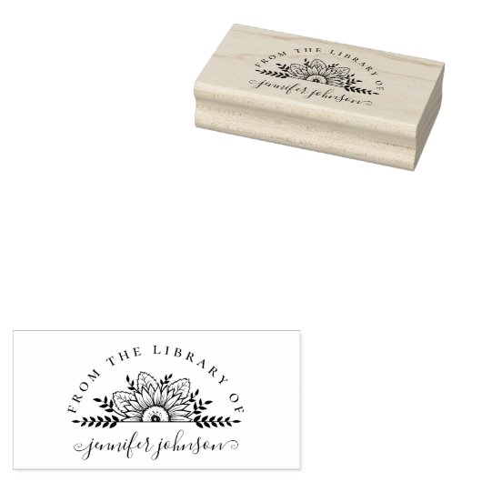 Stijlvolle bloem uit de bibliotheek Custom Book Rubberstempel (Gestempeld)