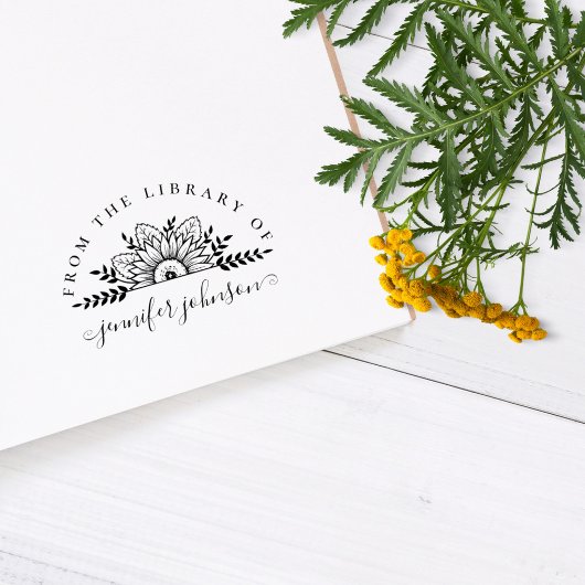 Stijlvolle bloem uit de bibliotheek Custom Book Rubberstempel