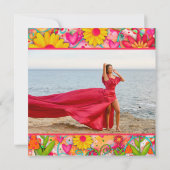 Stijlvolle Bloemen Afstuderen Aangepaste Fotoaanko Kaart (Achterkant)