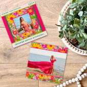 Stijlvolle Bloemen Afstuderen Aangepaste Fotoaanko Kaart