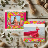 Stijlvolle Bloemen Afstuderen Aangepaste Fotoaanko Kaart