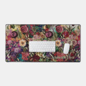Stijlvolle bloemen bladeren rood monogram bloemmot bureaumat (Keyboard & Muis)
