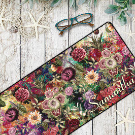 Stijlvolle bloemen bladeren rood monogram bloemmot bureaumat