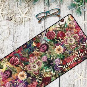 Stijlvolle bloemen bladeren rood monogram bloemmot bureaumat