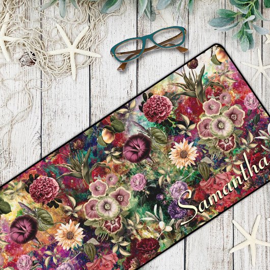 Stijlvolle bloemen bladeren rood monogram bloemmot bureaumat
