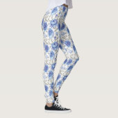 Stijlvolle bloemen Blauw en grijs Botanisch patroo Leggings (Rechts)