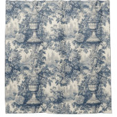 Stijlvolle  bloemen Blauw toile de jouy Douchegordijn (Voorkant)