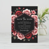 Stijlvolle Bloemen Crimson Red Wedding Save The Date (Staand voorkant)