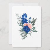 Stijlvolle Bloemen Elegante Kobalt Blauw Roze Huwe Kaart (Achterkant)