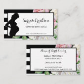 Stijlvolle bloemen en strepen Moederschap Geboorte Visitekaartje (Voorkant / Achterkant)