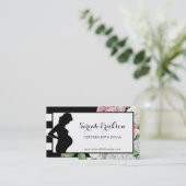 Stijlvolle bloemen en stripes visitekaartje (Staand voorkant)