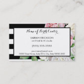 Stijlvolle bloemen en stripes visitekaartje (Achterkant)