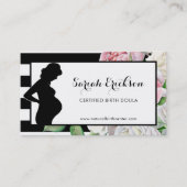 Stijlvolle bloemen en stripes visitekaartje (Voorkant)