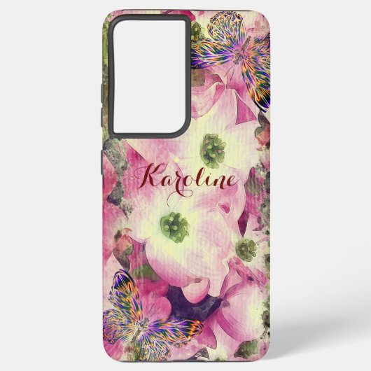 Stijlvolle bloemen Hondenhout Artful Samsung Galaxy Hoesje (Achterkant)