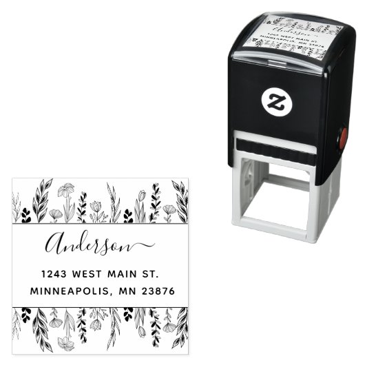 Stijlvolle bloemen & laat handgetekend aangepast a  zelfinktende stempel (In situ)