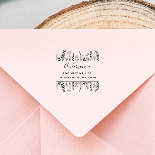 Stijlvolle bloemen & laat handgetekend aangepast a  zelfinktende stempel