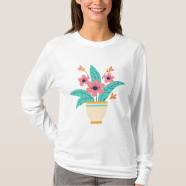 Stijlvolle Bloemen Vaas Illustratie T-shirt