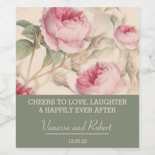 Stijlvolle  bloemen wijn etiket (Enkel label)