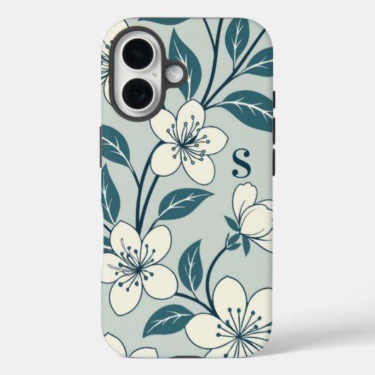 Stijlvolle bloemen witte bloem botanische patroon Case-Mate iPhone case (Achterkant)