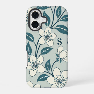 Stijlvolle Bloemen Witte Bloem Botanische Patroon iPhone 16 Hoesje