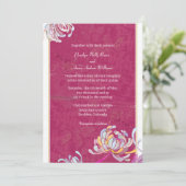 Stijlvolle bloemenfuchsia roze bruiloft kaart (Staand voorkant)