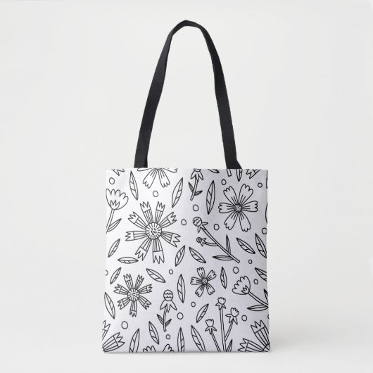 Stijlvolle bloemenpatroon Canvas tas (Voorkant)