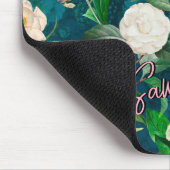 Stijlvolle bloemenroze bloemen groen monogram patr muismat (Hoek)