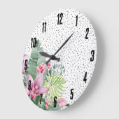 Stijlvolle bloementropische Waterverf Grote Klok (Hoek)