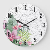 Stijlvolle bloementropische Waterverf Grote Klok (Voorkant)