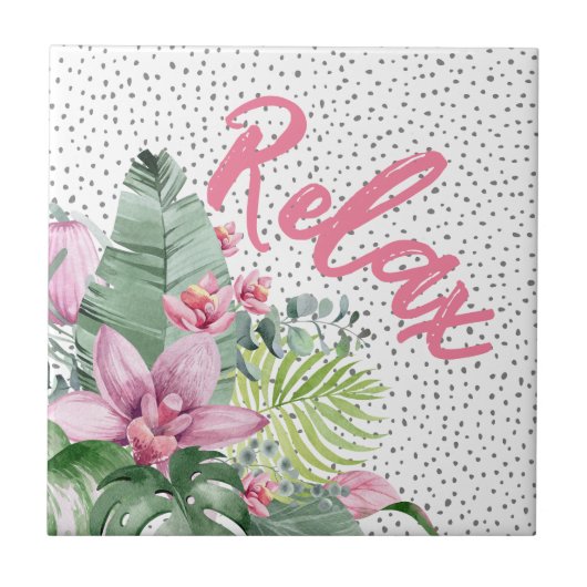 Stijlvolle bloementropische Waterverf Tegeltje (Voorkant)