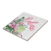 Stijlvolle bloementropische Waterverf Tegeltje (Zijkant)