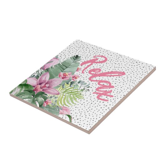 Stijlvolle bloementropische Waterverf Tegeltje (Zijkant)