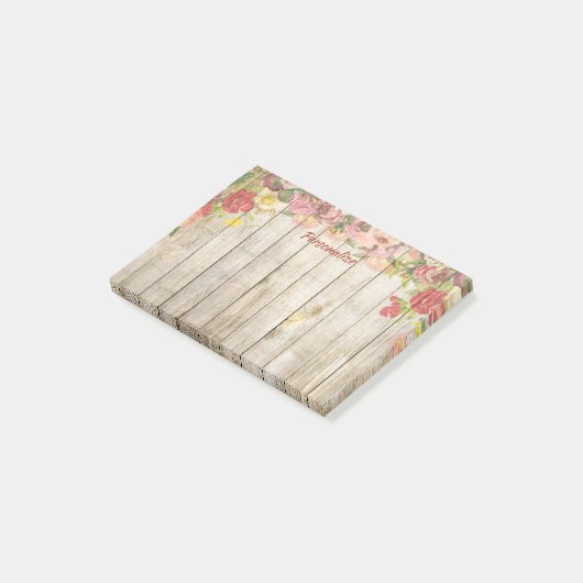 Stijlvolle bloementuin houten hek personaliseren post-it® notes (Schuin)