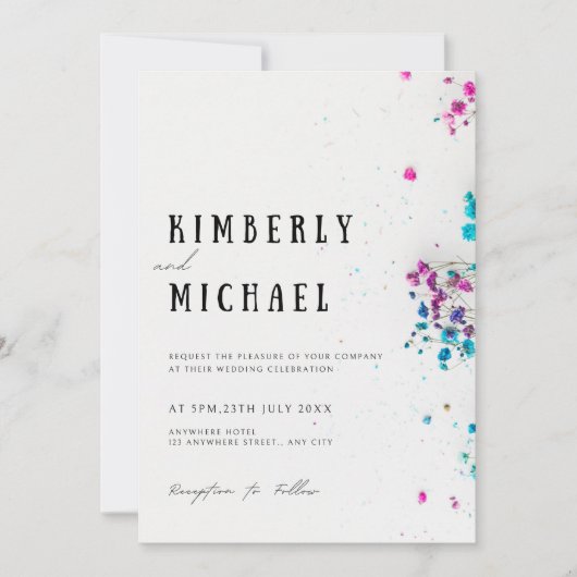 Stijlvolle bloementurkoois Save the Date Uitnodigi Kaart (Voorkant)