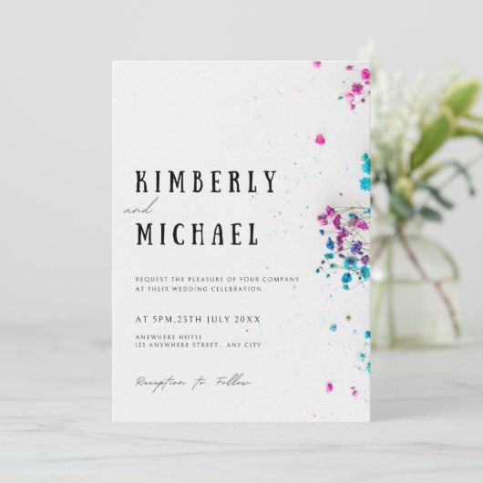 Stijlvolle bloementurkoois Save the Date Uitnodigi Kaart (Staand voorkant)