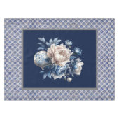 Stijlvolle bloemenvaas Blauwe chinoiserie monogram Tafelkleed (Voorkant (Horizontaal))