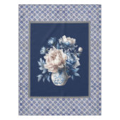 Stijlvolle bloemenvaas Blauwe chinoiserie monogram Tafelkleed (Voorkant)