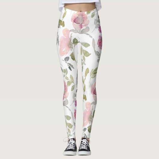 Stijlvolle bloemenyogabroek, hoge taille botanisch leggings (Voorkant)
