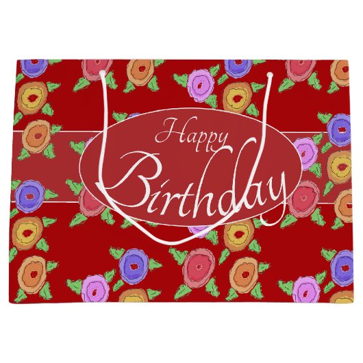 Stijlvolle bloemige ontwerper groot cadeauzakje (Voorkant)